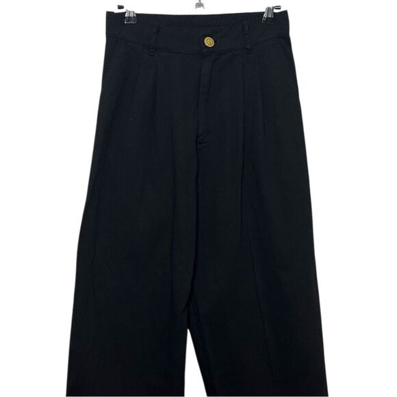 Big Bud Press Trousers Women’s XS Black High Rise Cotton Straight Leg Minimal - Picture 7 of 12